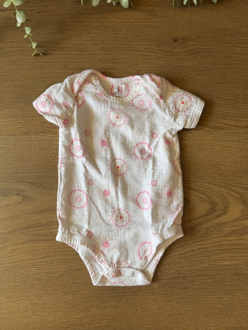 Aden + Anais Baby Muslin Bodysuit Pink Floral Print 6-9 Months Soft Cotton